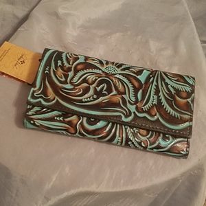Patricia Nash Terresa wallet turquoise tooled